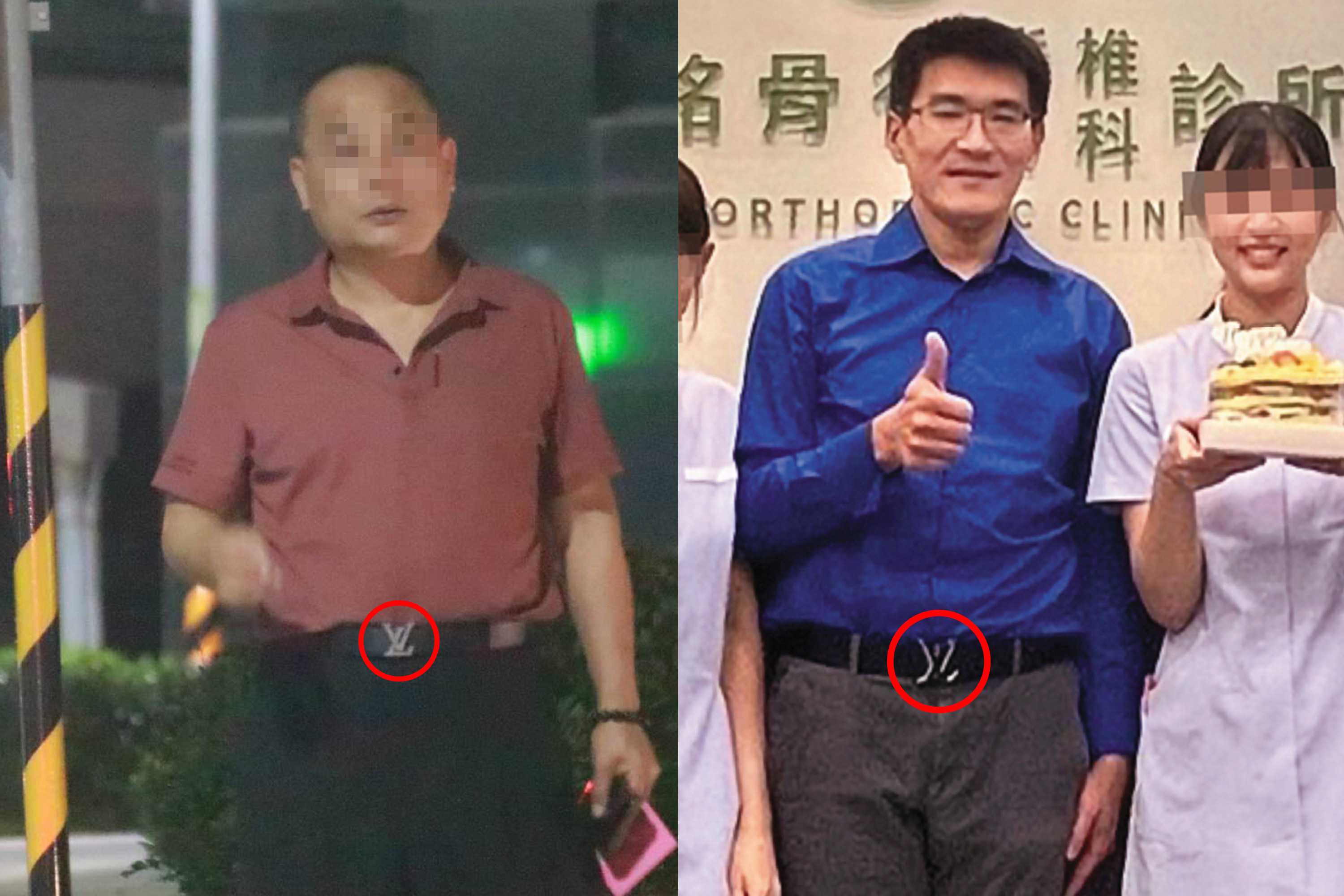 2026/05/18 21:29 趙建銘友人要求記者「別再一直拍了」,陳幸妤認出此人是趙的昔日獄友,巧合的是,本刊直擊對方與趙建銘繫戴同款LV皮帶(黃圈處),且常夜訪趙,可見雙方交情深厚。