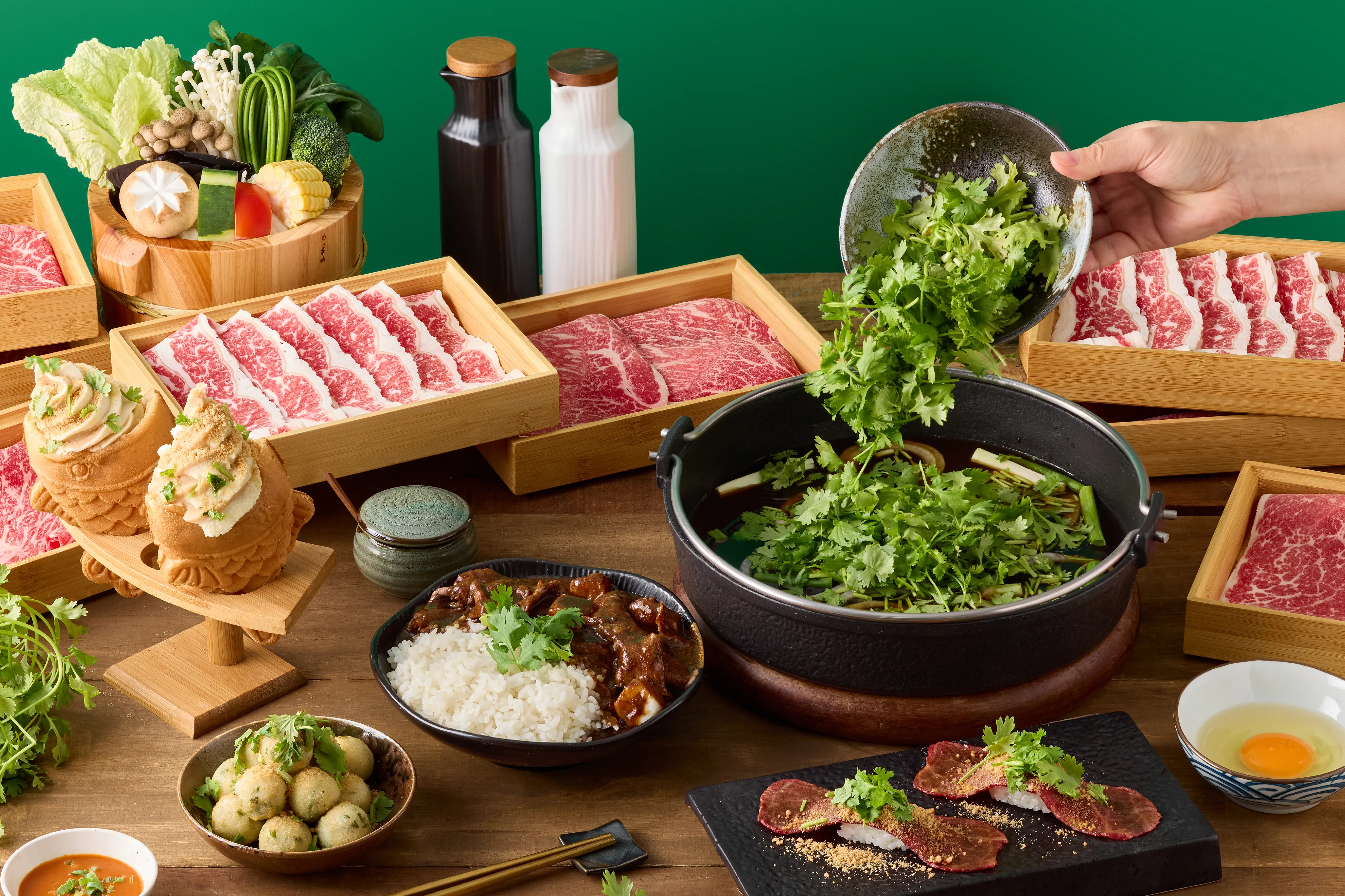 蔡英文愛這味！和牛涮「香菜的試煉」4限定吃法　和牛壽司、鯛魚燒吃完拿證書