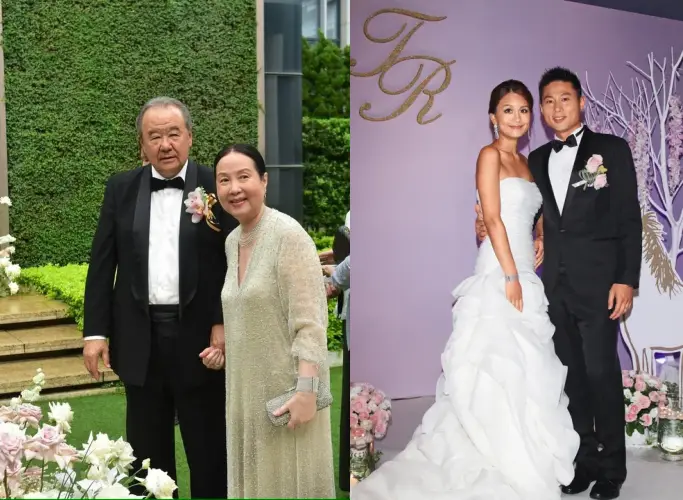 台玻總裁林伯實(左圖左)夫人徐莉玲(左圖右)日前發文控訴謝霆鋒與王菲聯手傷害張柏芝引發風波,其女婿竟是5566成員彭小刀(右圖右)。(翻攝自徐莉玲臉書、東方IC)