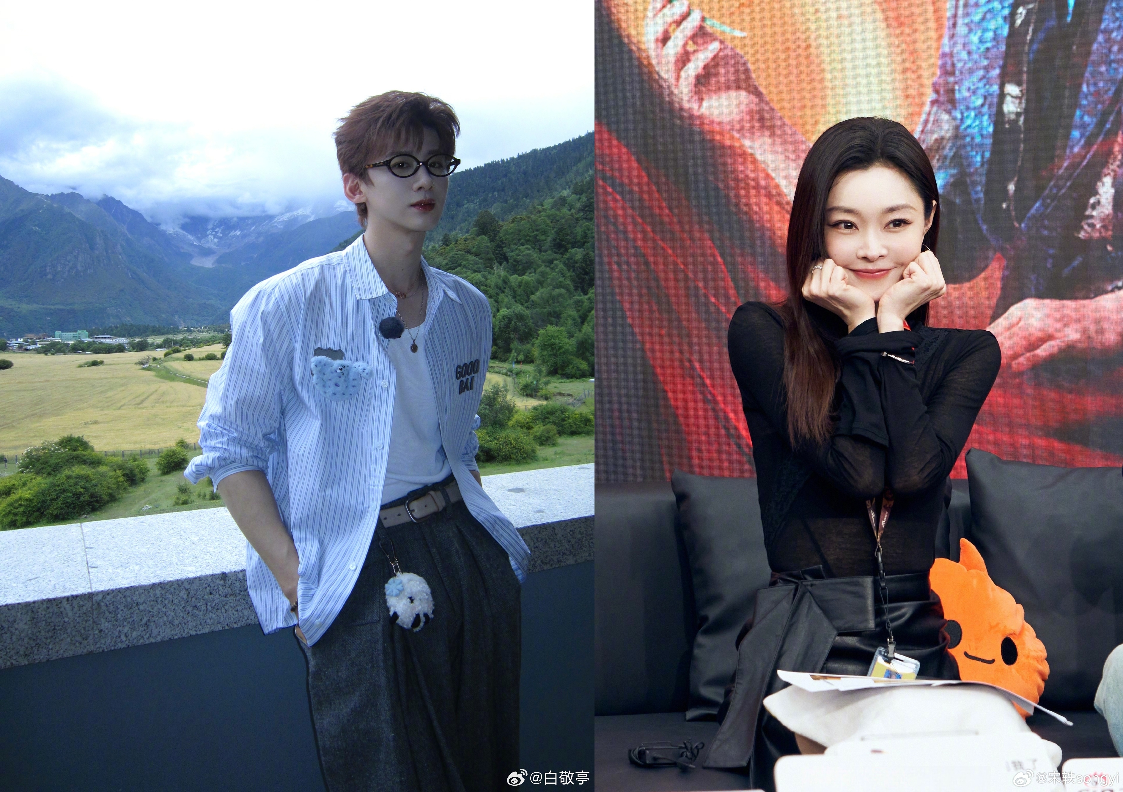 大陸男星白敬亭與女星宋軼因拍《長風渡》傳出交往,如今發現宋軼取消社群對白敬亭的關注,有指已分手。(翻攝白敬亭、宋軼微博)
