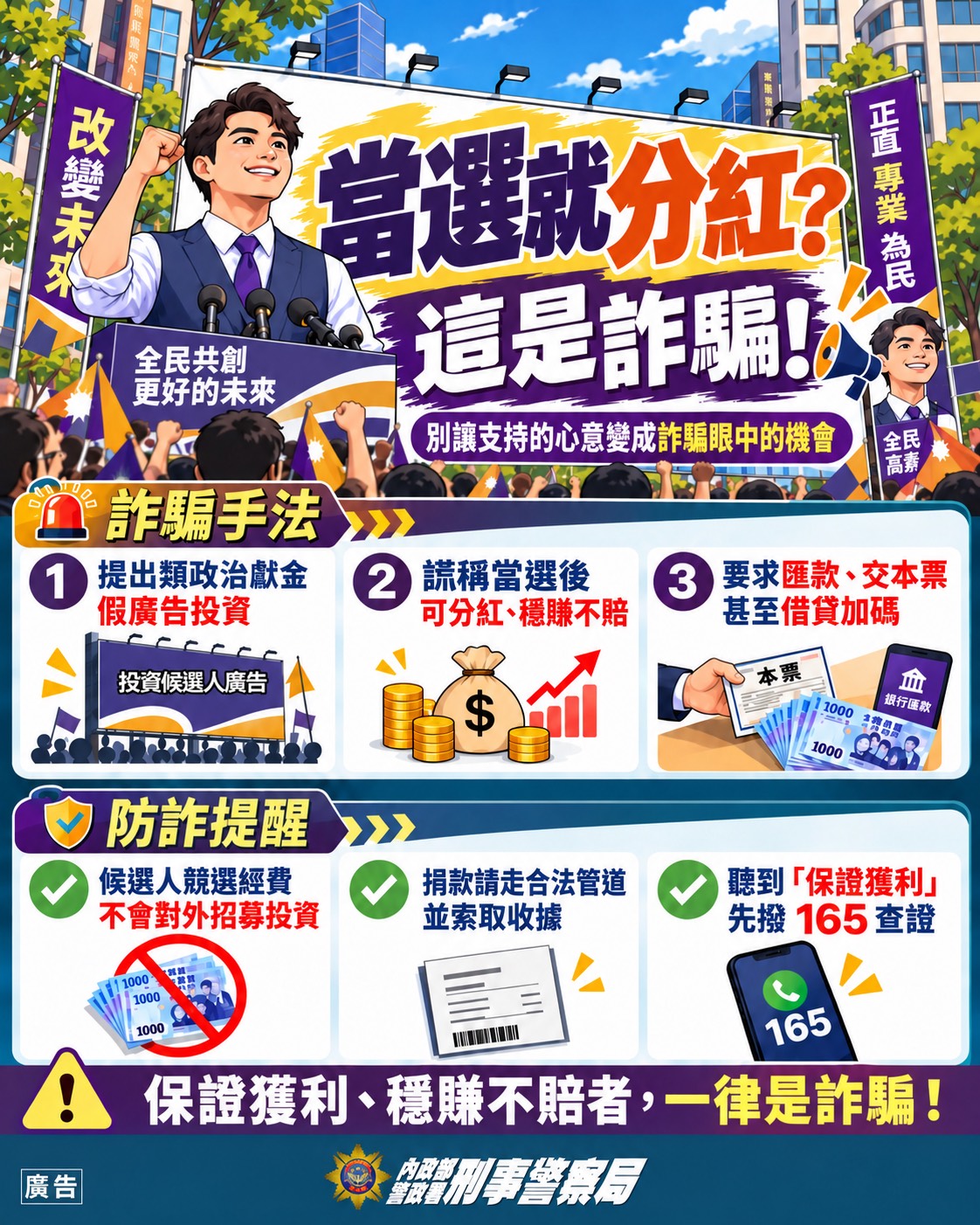 警方製作防詐宣導圖。警方提供
