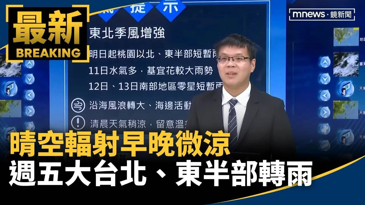 晴空輻射早晚微涼　週五大台北、東半部轉雨
