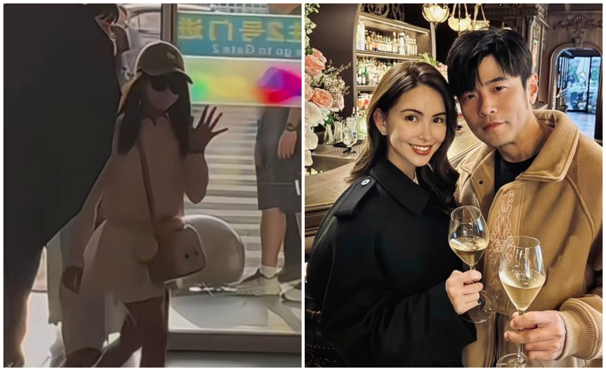 周杰倫和昆凌的大女兒Hathaway(左圖)現身機場,面對鏡頭大方揮手。(翻攝小紅書、周杰倫IG)