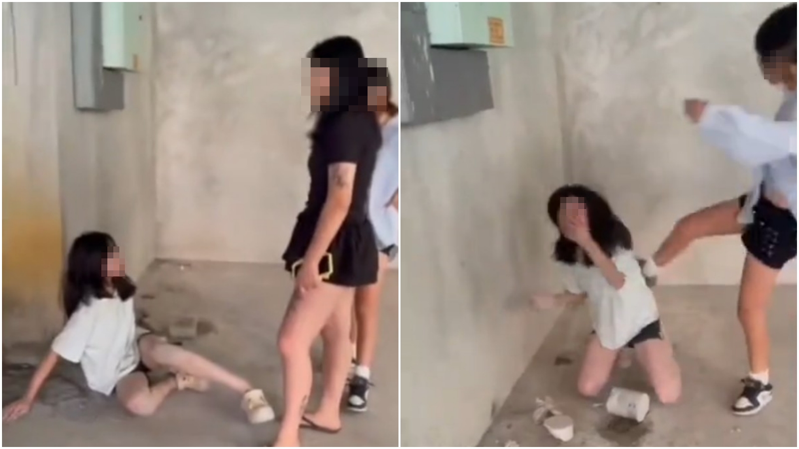 14歲少女遭3女猛踹痛毆,霸凌者還回嗆又不是沒進去過警局。(翻攝畫面)
