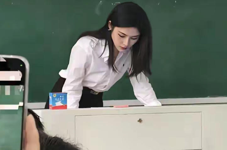 湖南第一師範學院副教授黃藍紫上課影片外流,被網友稱讚才貌兼備。(翻攝微博)