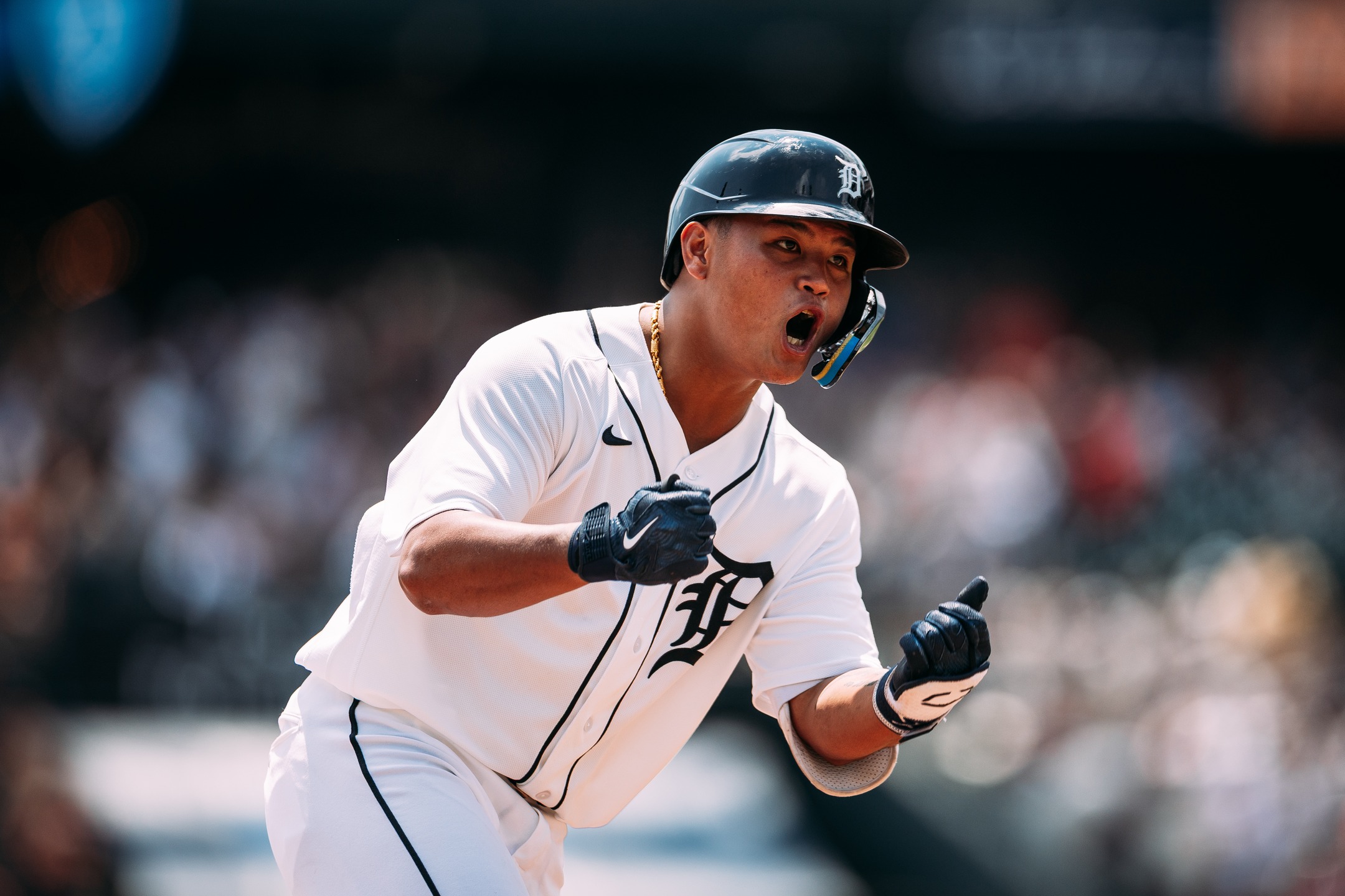李灝宇成為旅美台將史上第1位擔任4棒敲安的選手。(翻攝Threads@tigers)