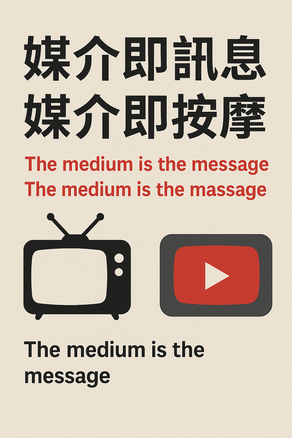 媒介即訊息、媒介即按摩 –– Marshall McLuhan(圖片來源 :ChatGPT 生成)