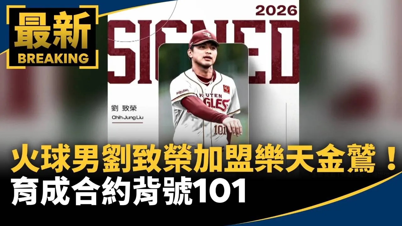 「火球男」劉致榮加盟樂天金鷲！　育成合約背號101