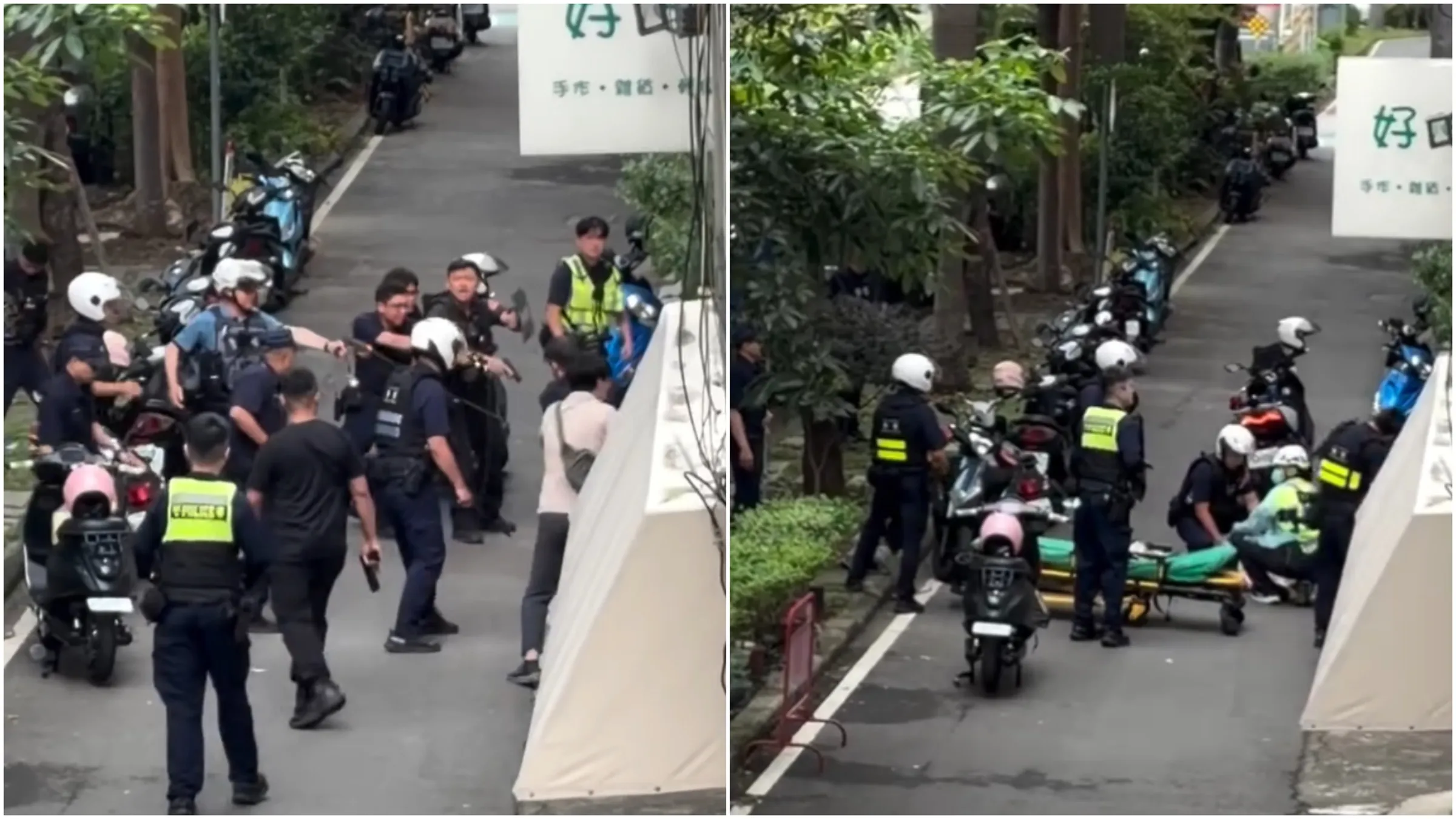 陽明交大教授亂刀砍死連襟,音樂教室現場對峙畫面曝光。(Threads@1leafsalon_daye授權提供)