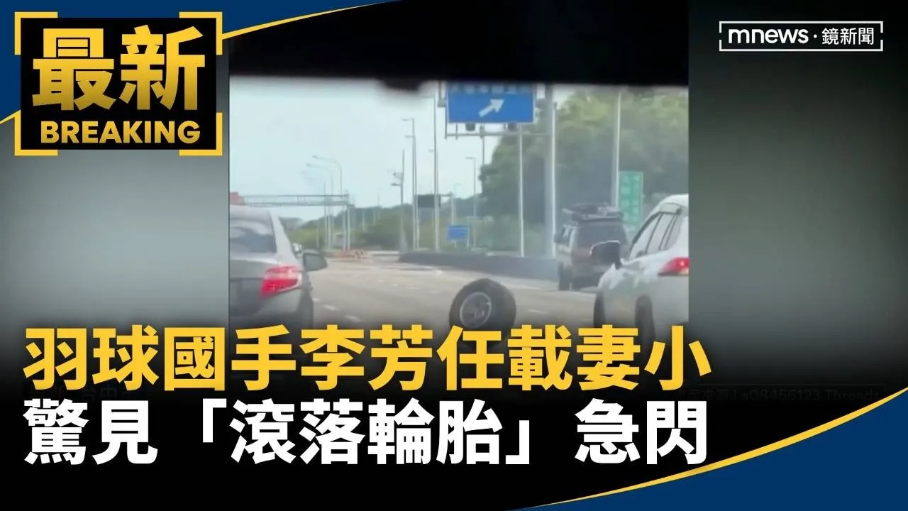 國道驚魂！　羽球國手李芳任載妻小　驚見「滾落輪胎」急閃