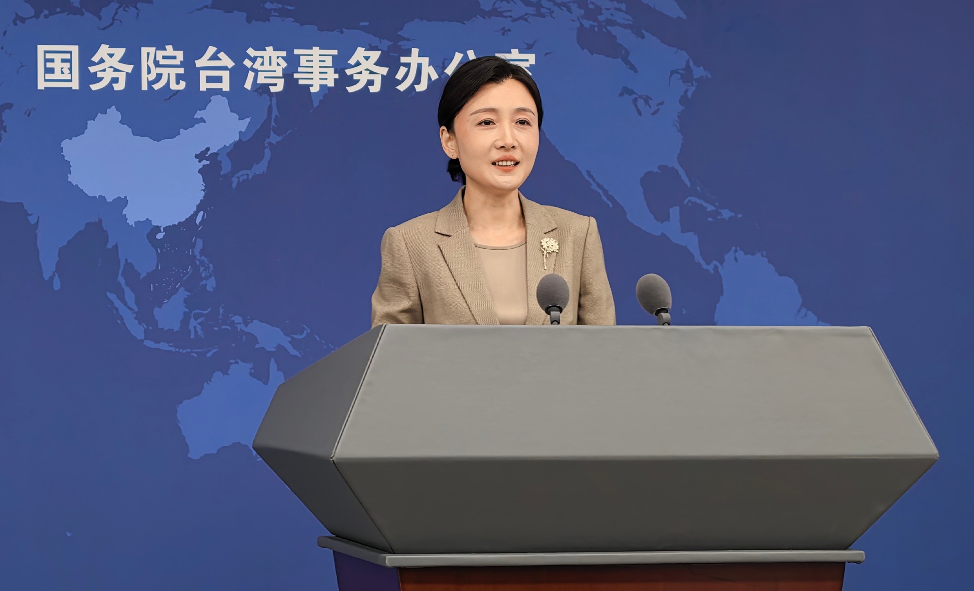 張晗表示,「中國的統一,不會損害任何國家的正當利益包括其在台灣的經濟利益,只會為台灣同胞帶來更多福祉,只會給各國帶來更多發展機遇。」(翻攝自微博@看台海)