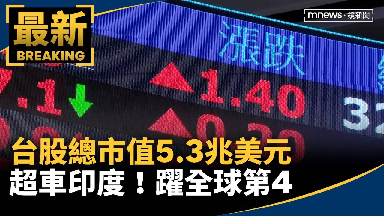台股好棒！總市值5.3兆美元超車印度　躍全球第4