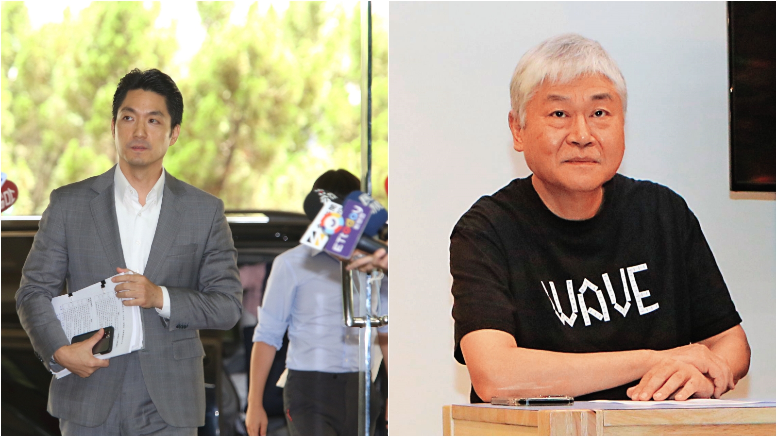 陳國君(右)請辭悠遊卡總經理,接任蔣萬安競選辦公室顧問。(鏡報姜永年、資料照片)