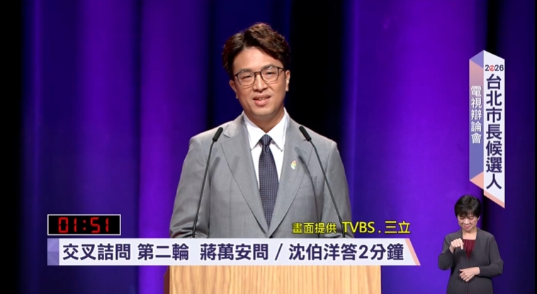 沈伯洋轟蔣萬安市政會議出席率低。 (TVBS、三立提供)