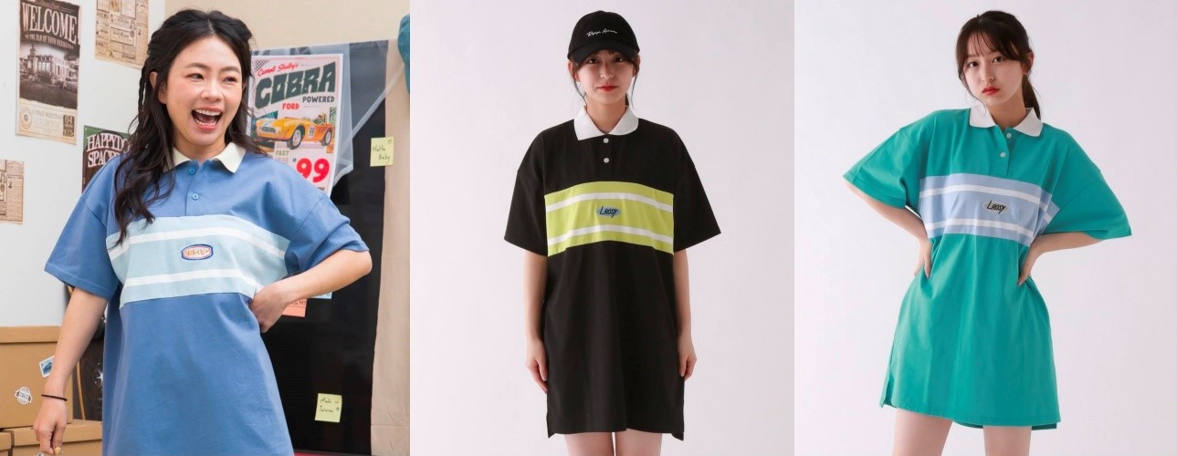 蔡阿嘎與妻子二伯共同創立的服飾品牌HAHABABY,繼7月爆發大規模抄襲爭議後,10月發售的長版POLO衫洋裝(左圖)再遭網友指控版型與布標設計高度神似日本品牌REPIPI ARMARIO(中、右圖),爭議商品目前已被官網下架。(翻攝自Threads)
