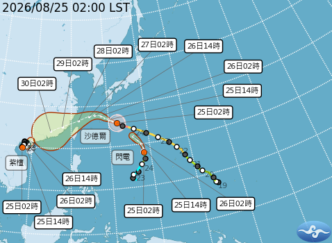 今明雨勢趨緩！中颱沙德爾週四、週五最接近台灣　最新路徑曝光