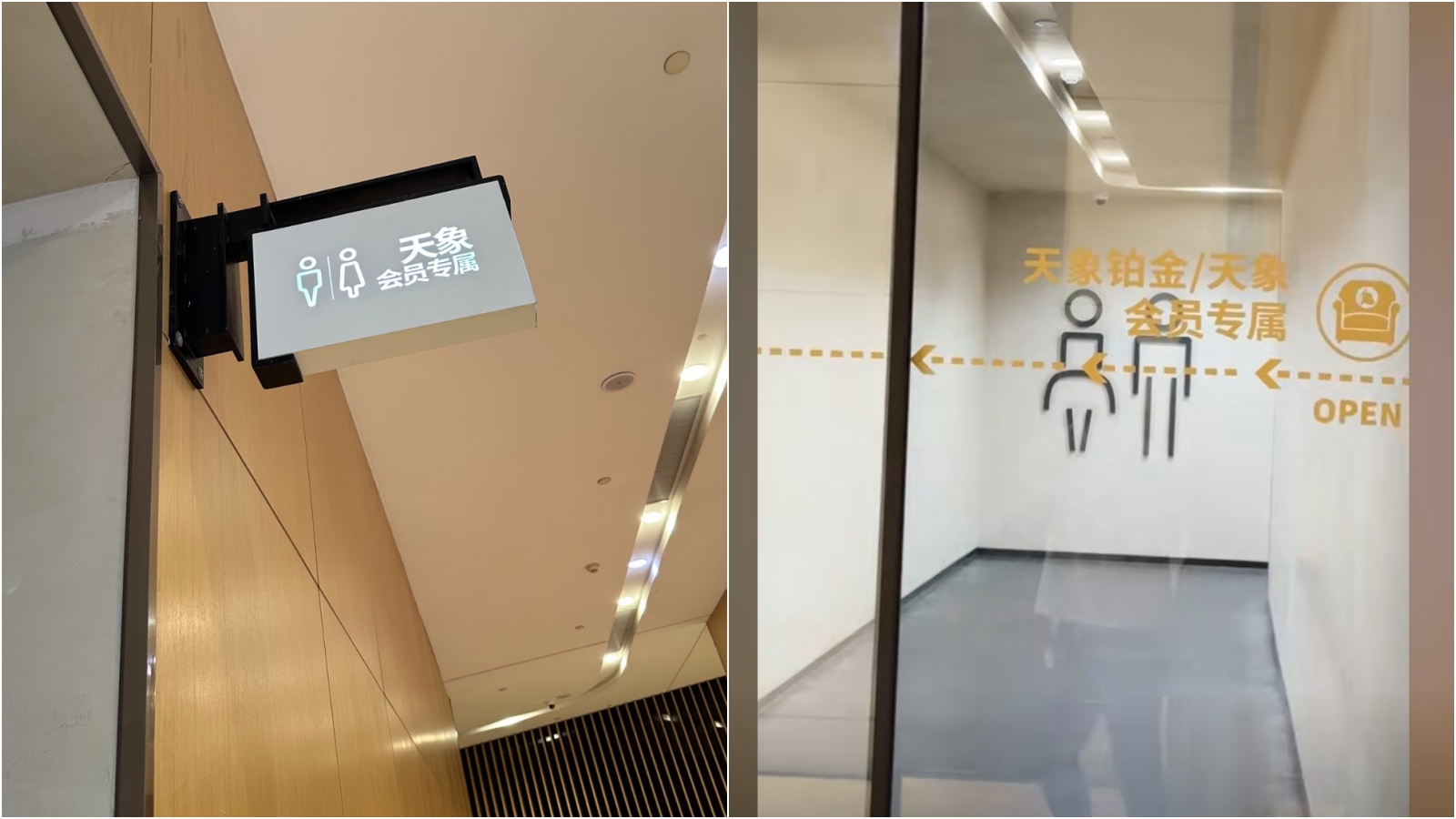 想上中國南京德基廣場的「VIP專屬廁所」要先達消費門檻。(翻攝抖音)