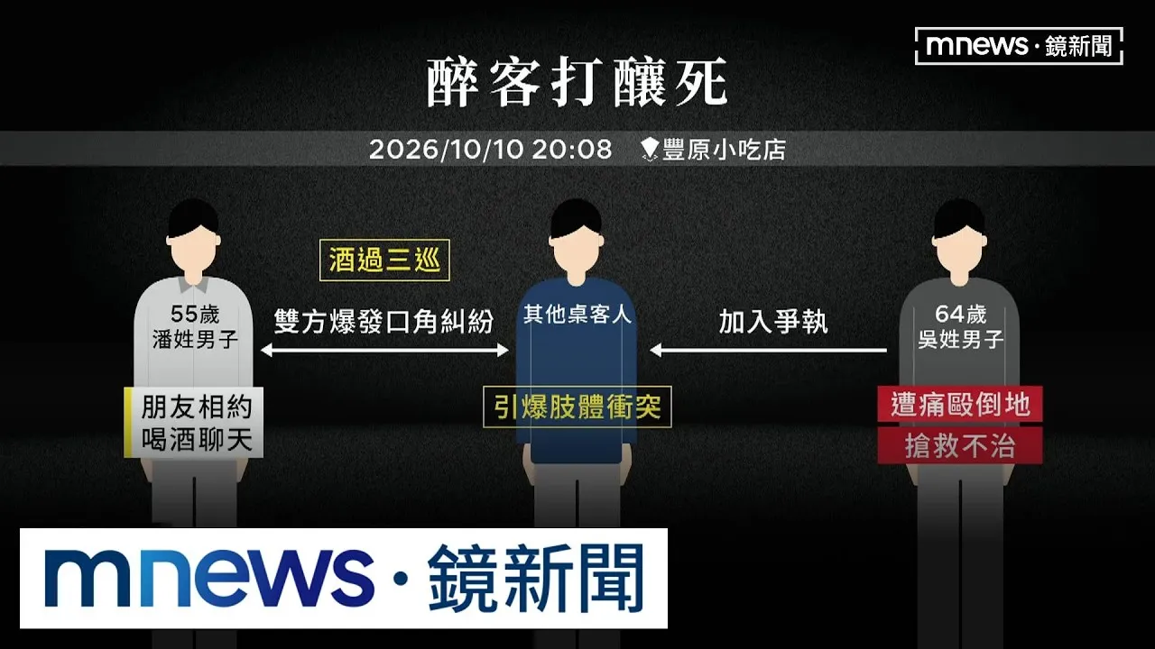 醉客口角互毆釀1死　豐原小吃店鬧人命！顧客嚇鳥獸散