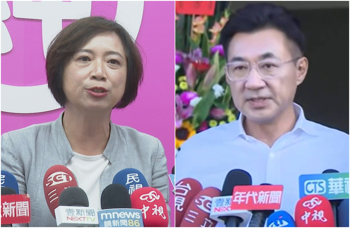 民進黨台中市長參選人何欣純(左)、國民黨台中市長參選人江啓臣(右)。(資料畫面)