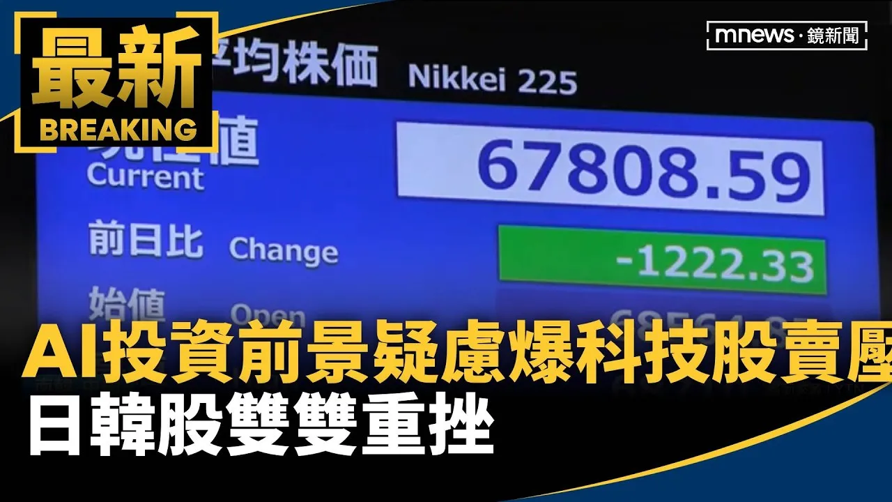 AI投資前景疑慮爆科技股賣壓　日韓股雙雙重挫
