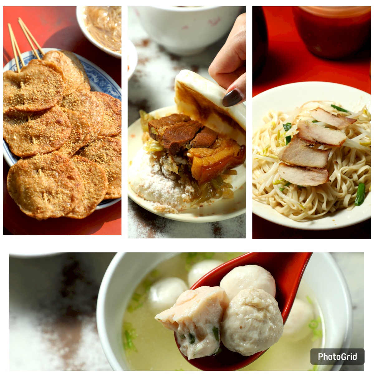 來到哈瑪星代天宮廟口廣場,必吃三家老店,從汕頭麵、刈包、肉燥飯、魚丸湯、烤黑輪,應有盡有。