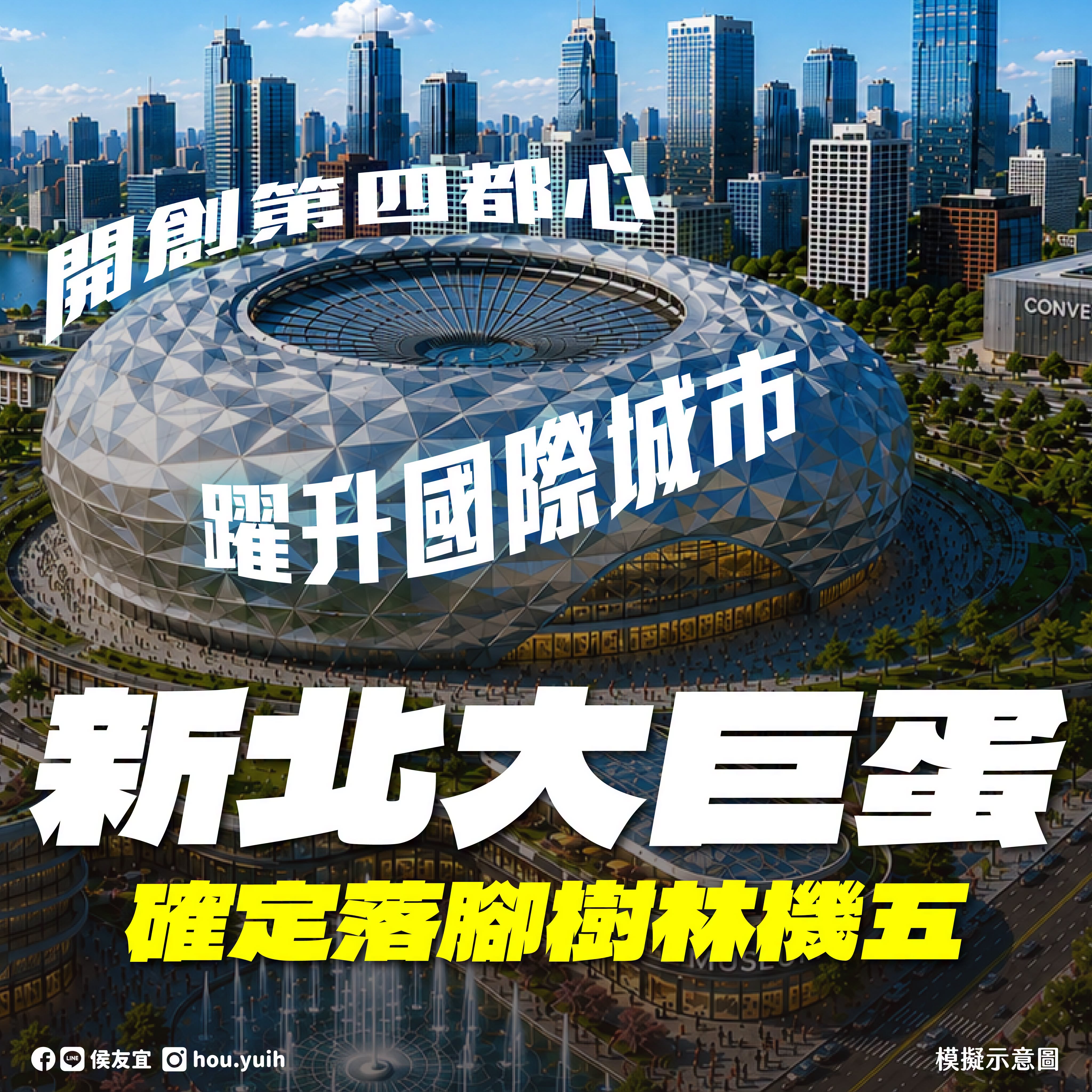 新北大巨蛋確定落腳樹林機五。(翻攝侯友宜臉書)