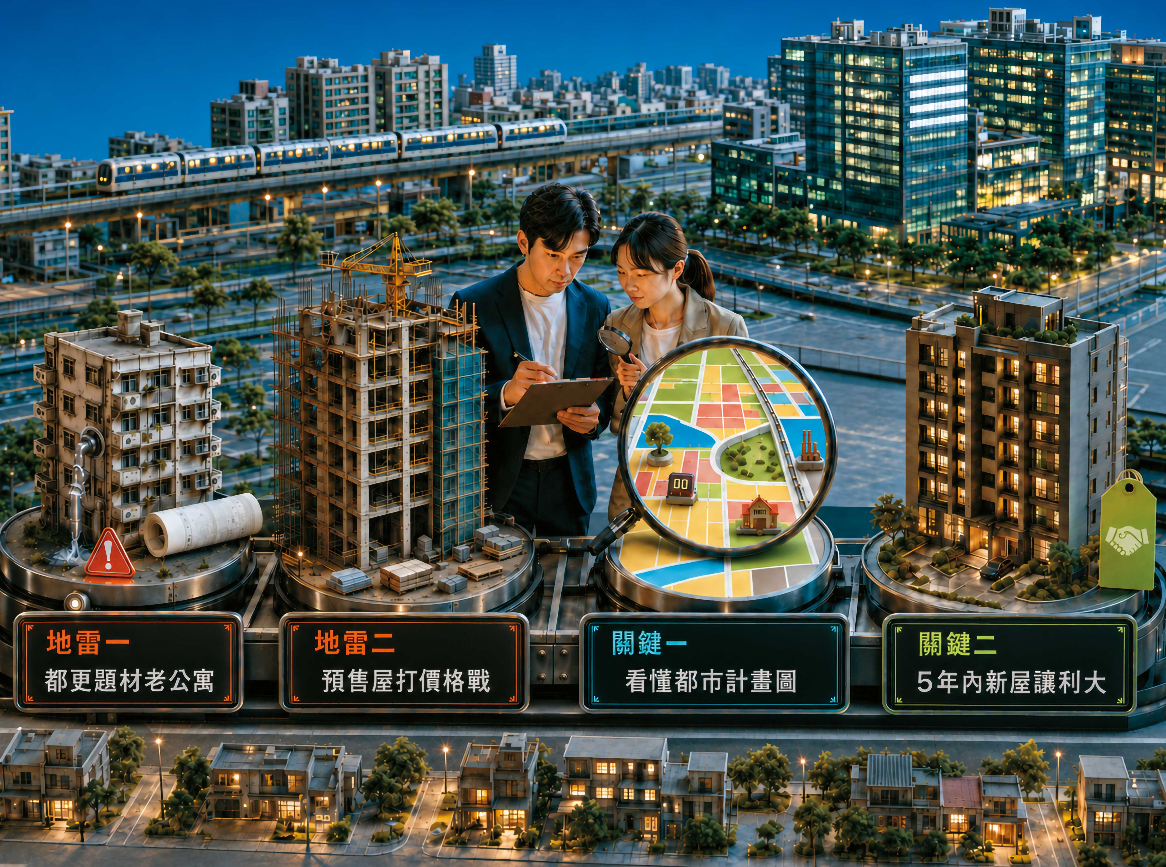 房市買氣冷卻、成交量縮,專家建議掌握4大守則,避開購屋陷阱。(AI繪圖magnific生成,本刊美術組後製)