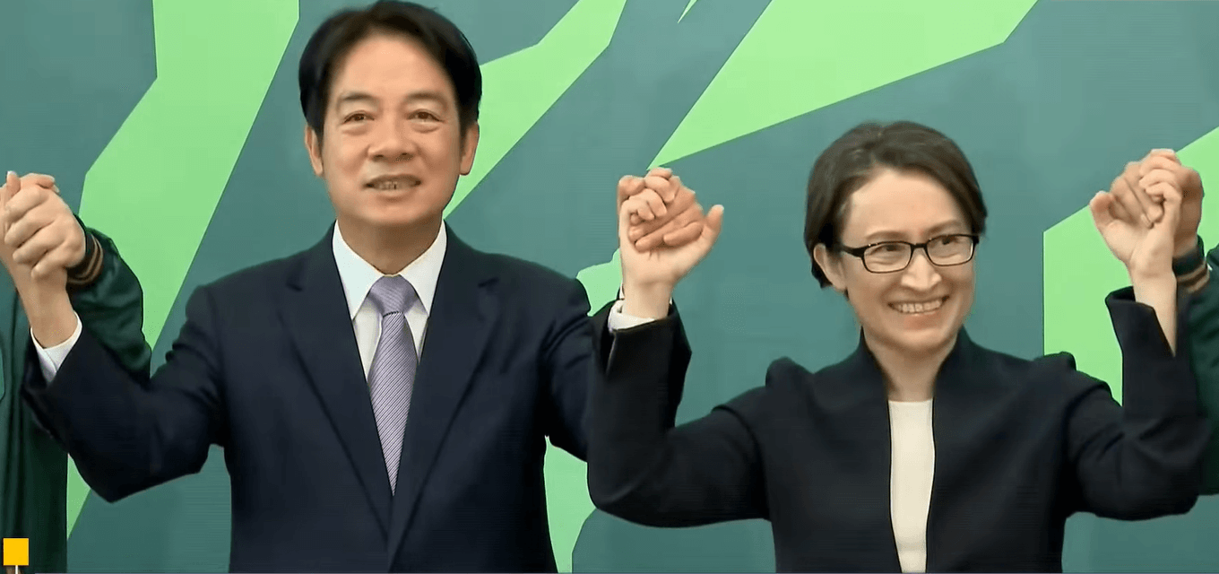 賴清德(左)宣布搭檔蕭美琴(右)參選。