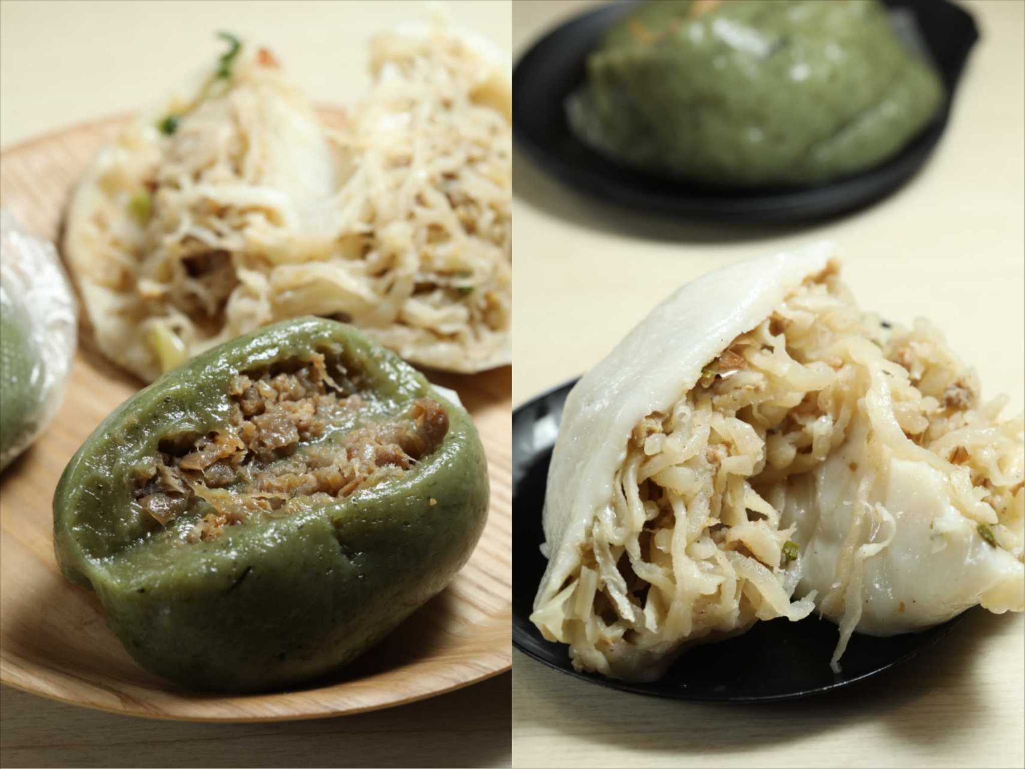 中壢最出名的兩家菜包店:劉媽媽與三角店,就開在隔壁,且各有擁護者。