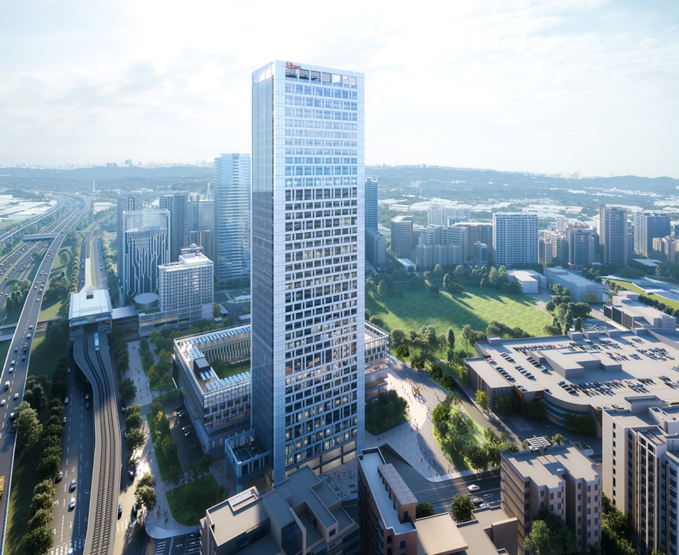 東森集團斥資逾140億元打造「恩典大樓」,樓高199公尺,預計今年12月落成。(東森集團提供)