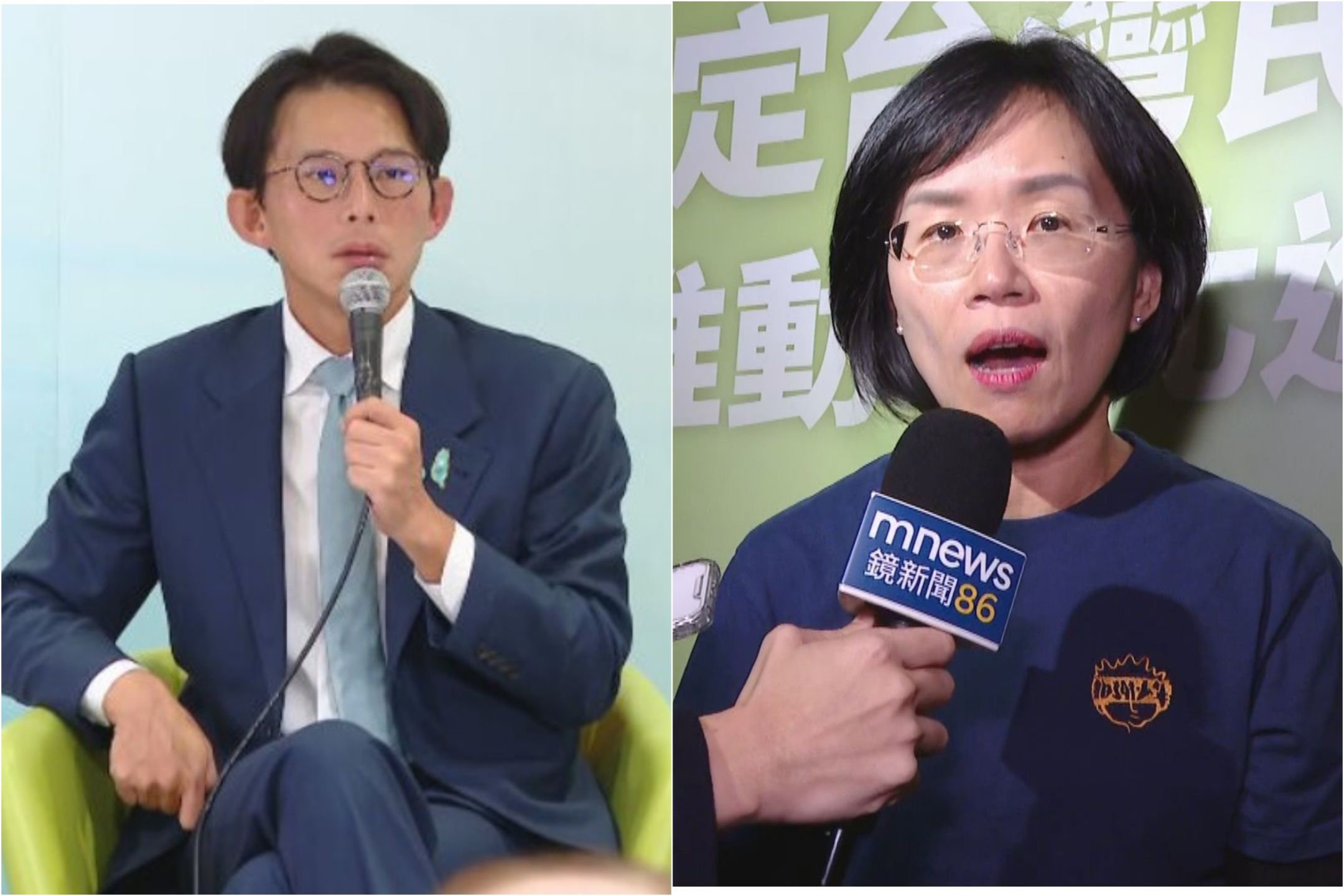 黃國昌(左)稱蘇巧慧(右)鼓勵他「選到底」,遭本人否認了。(鏡新聞、資料畫面)