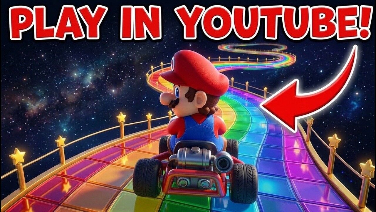 Atlas Arcade最近上傳一支影片,讓大家可以在YouTube玩到經典遊戲《瑪利歐賽車》。(翻攝Atlas Arcade YouTube)