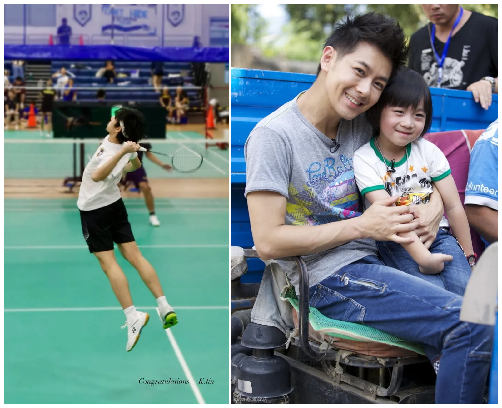 被林志穎抱在懷裡的Kimi,現在已是16歲的羽球少年。(翻攝自微博、IG@jimmylin)