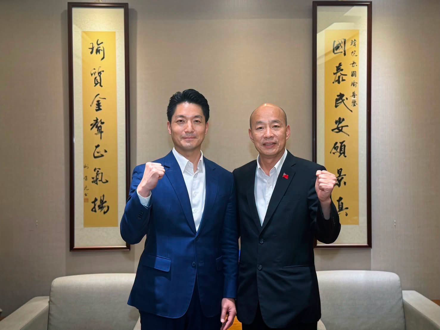 蔣萬安(左)邀請韓國瑜725一同走上凱道,為食安發聲。(翻攝自蔣萬安臉書)