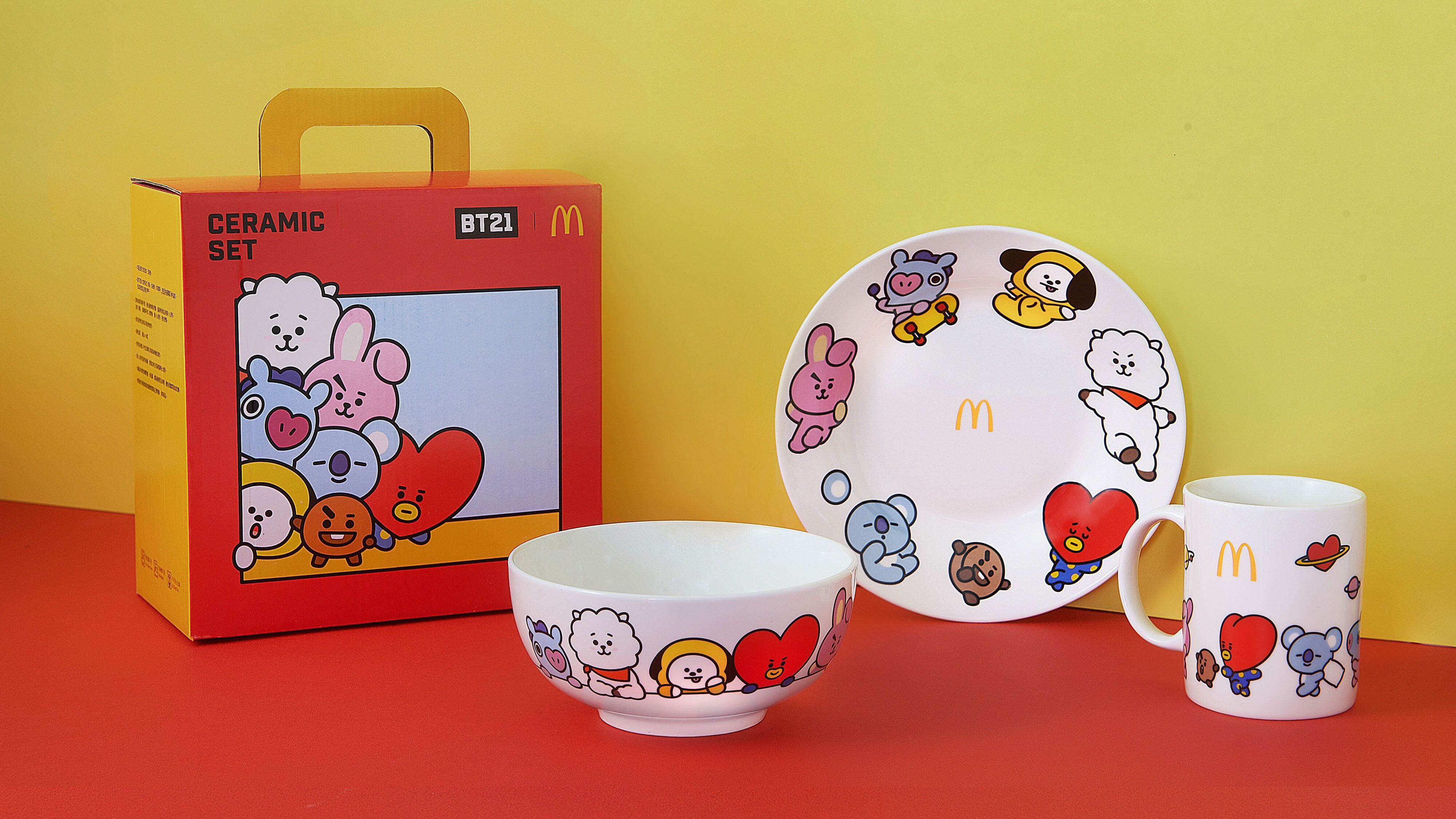 原定明天開賣的BT21陶瓷餐具,因為產品仍有瑕疵,麥當勞直接取消活動。(麥當勞提供)