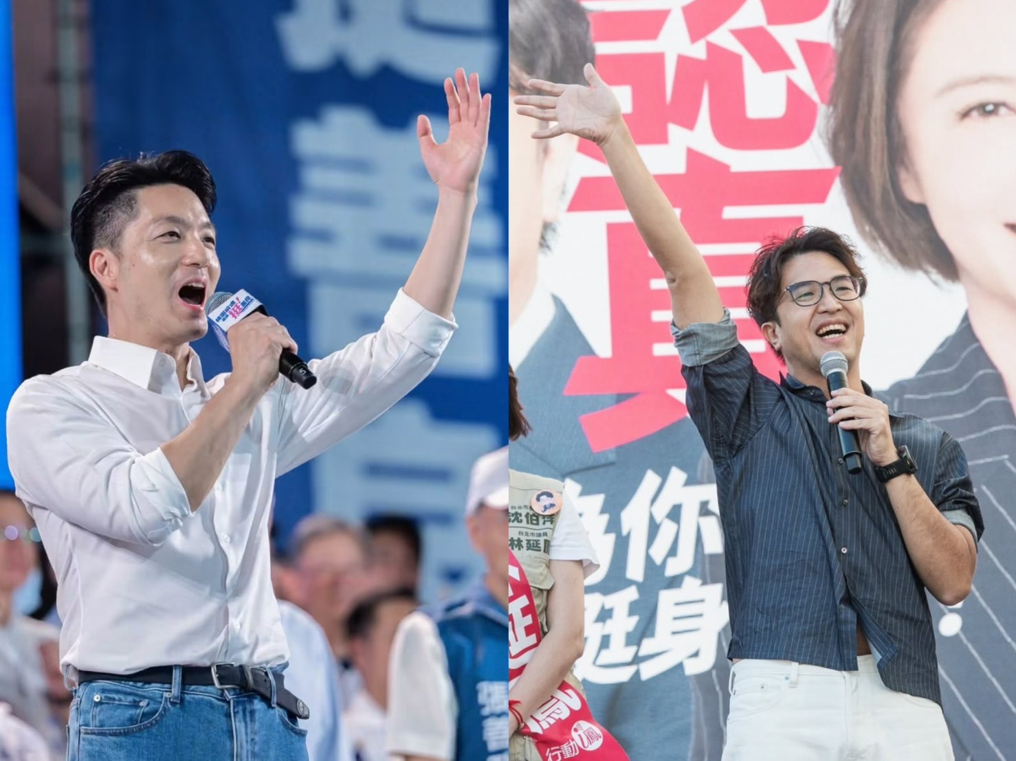 《聯合報》28日凌晨發布民調指,沈伯洋支持度小勝蔣萬安4%。(翻攝蔣萬安、沈伯洋臉書)