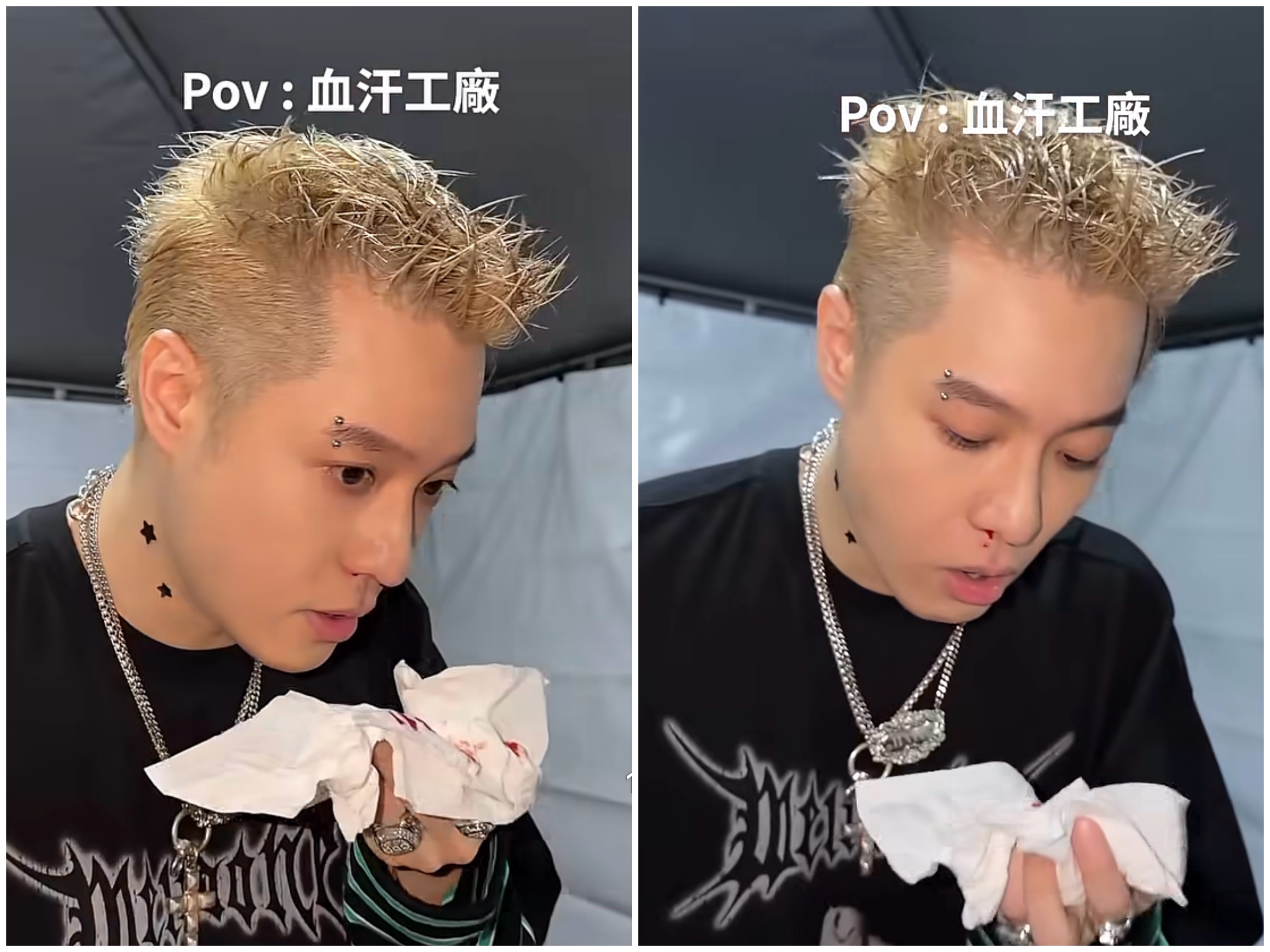 周湯豪一下台,狂流鼻血。(圖/翻攝自周湯豪臉書)